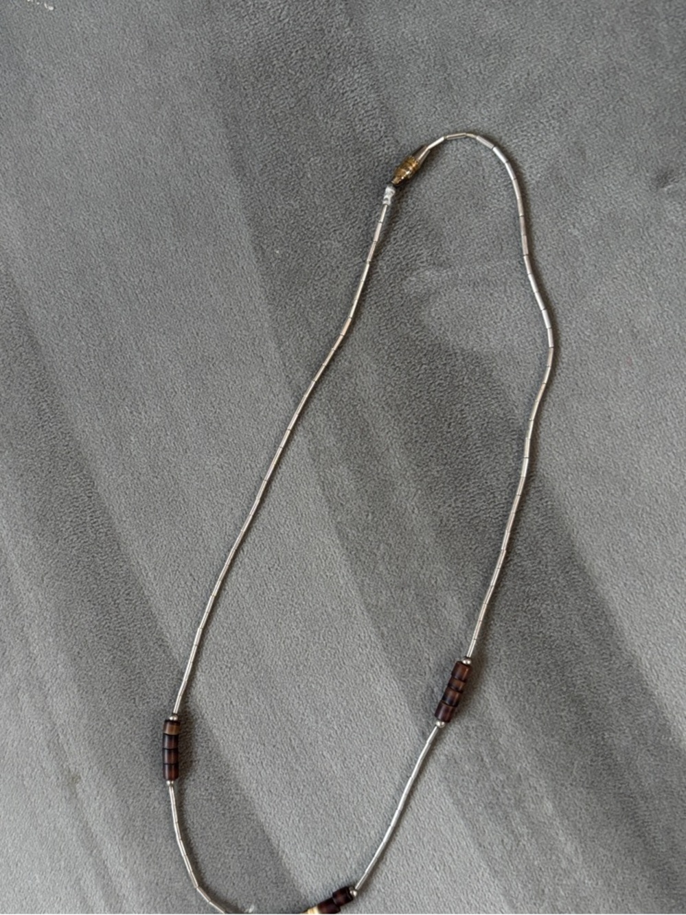 Delicate Smoky Bead and Silver-Tone Necklace